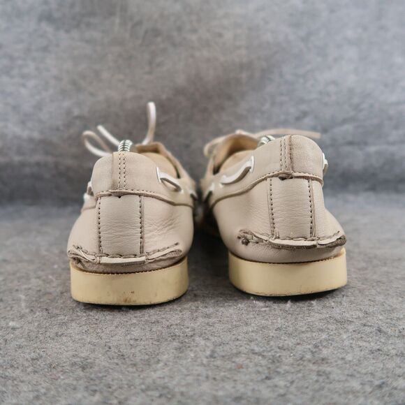 Norsport Shoes Men 8.5 Boat Moc 2 Eye Leather Vintage Nordstrom Beige USA Preppy
